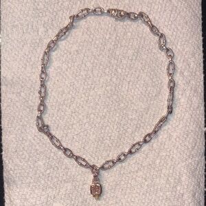 Judith Ripka Silver Necklace with Gold Accent and pink topaz pendant